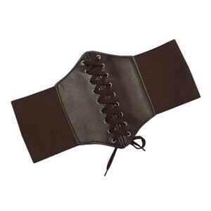 2/$30 Chocolate Brown Criss Cross Tie Elastic Belt